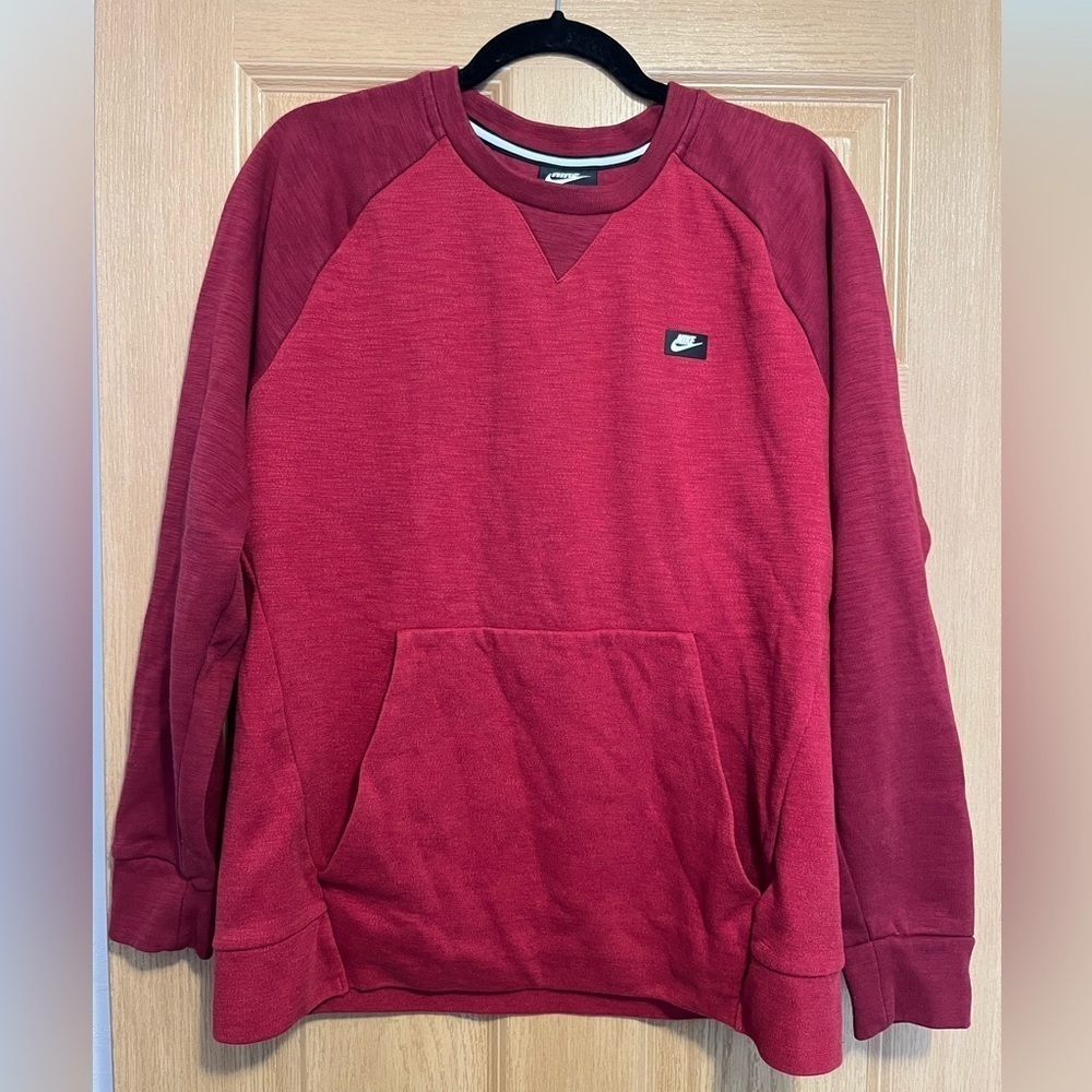 Nike Sweatshirt Men's Red Sportswear Optic Crew Neck Pullover Sweater